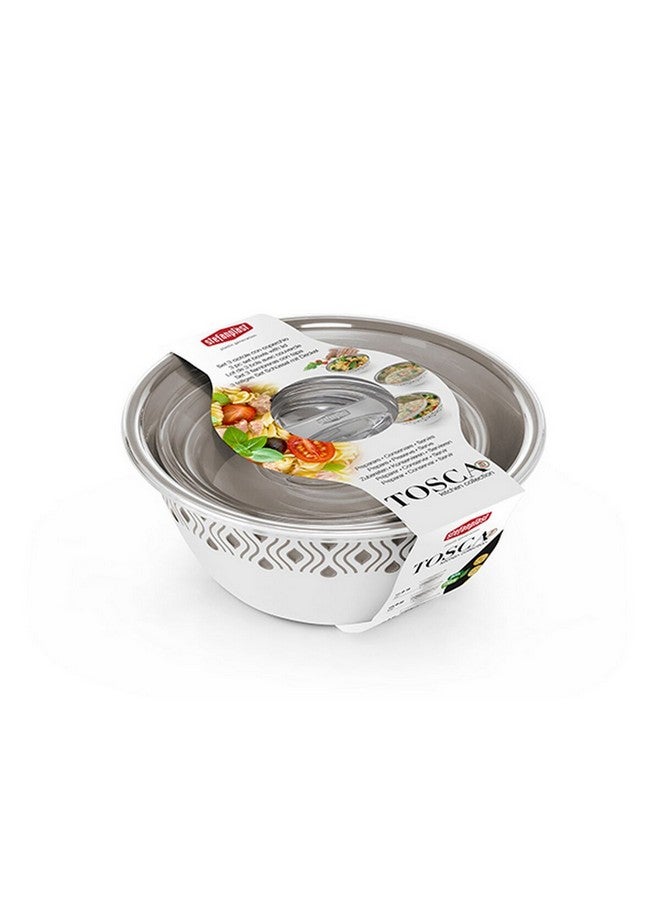 Stefanplast 3-Piece Tosca Multipurpose Plastic Bowl with Lid White and Beige 13 x 30.1 x 30.1 cm 55200 - Image 1