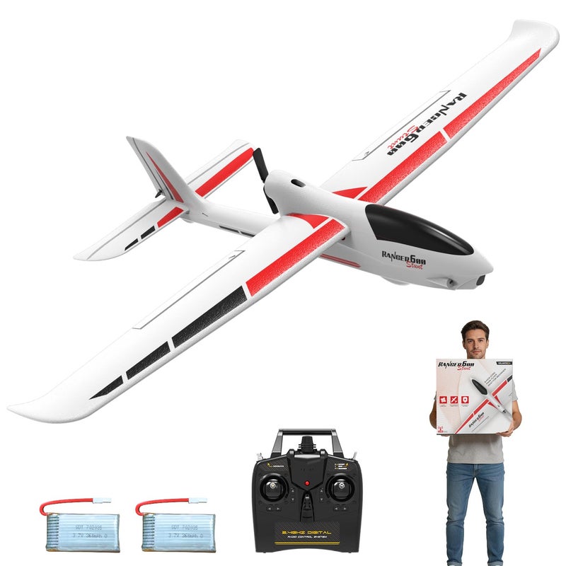 volantexrc RC Glider Plane Ranger600 Stunt 4 CH Remote Control Airplane RTF with 6Axis Gyro  3 Modes Easy to Fly 24GHz Radio Controlled Aircraft for Beginners  Adults White - Image 3