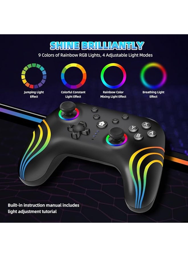 LENND Switch Controller Compatible with Switch/Lite/OLED/PC,Wireless Switch Pro Controller With RGB Breathing LED,Switch Controllers Remote with Turbo,Wake-up Function - Image 5