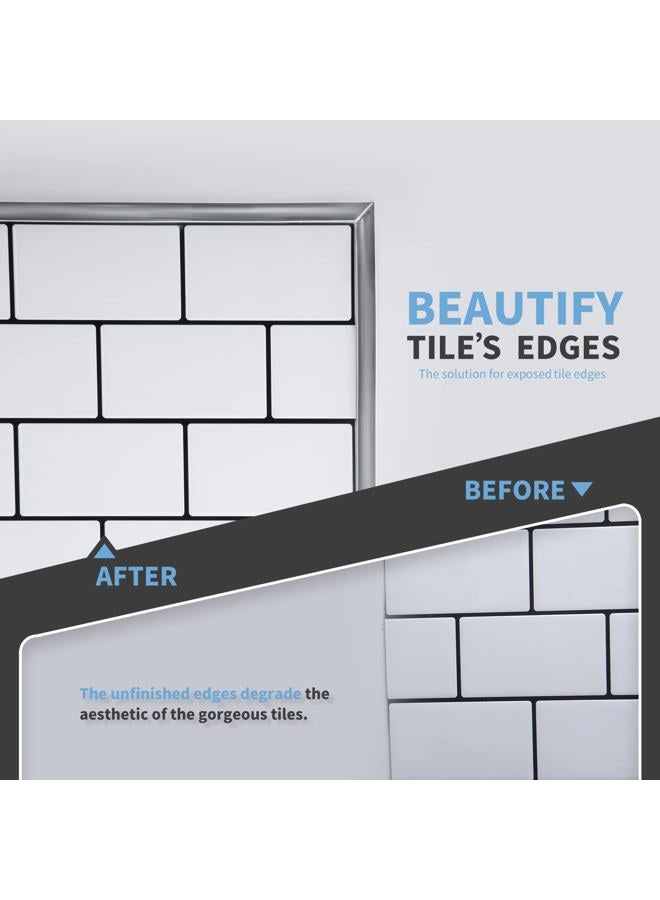 Art3d 10 Ft Peel and Stick Flexible Vinyl Molding Trim for Wall Tile Edges, Kitchen backsplash, Mirrior Frame in Stainless Steel - Image 3