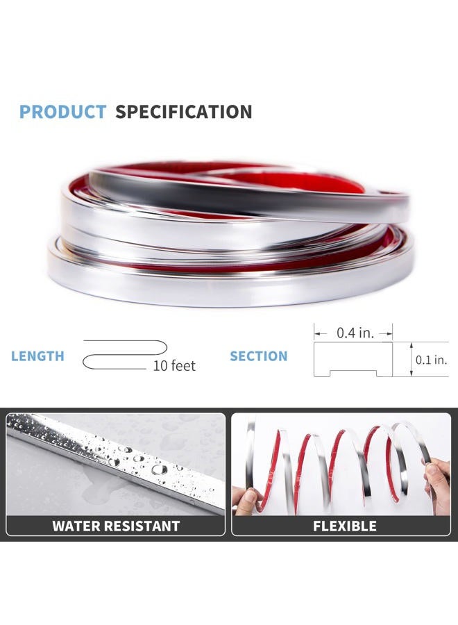 Art3d 10 Ft Peel and Stick Flexible Vinyl Molding Trim for Wall Tile Edges, Kitchen backsplash, Mirrior Frame in Stainless Steel - Image 2