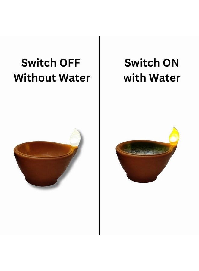 Aster Water Sensor Led Light Diyas/Deepak (Pack Of 12) / Flameless & Smokeless Warm Ambient Tea Light Candles For Diwali, New Year Home/Mandir Decoration (Brown) Plastic - Image 4