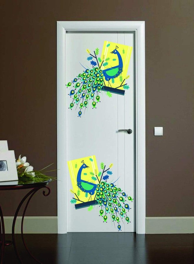 DecorVilla Decor Villa™ PVC Vinyl Peacock Door 3D Wall Sticker JUST Peel & Stick New Modern Art & Trendy Wall Stickers for Home Decoration, Living Room,Office Bedroom etc Size- 58 CM X 43 CM, Multicolor - Image 1