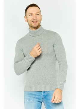 Jules Men Turtle Neck Knitted Sweater, Grey  - Image 1