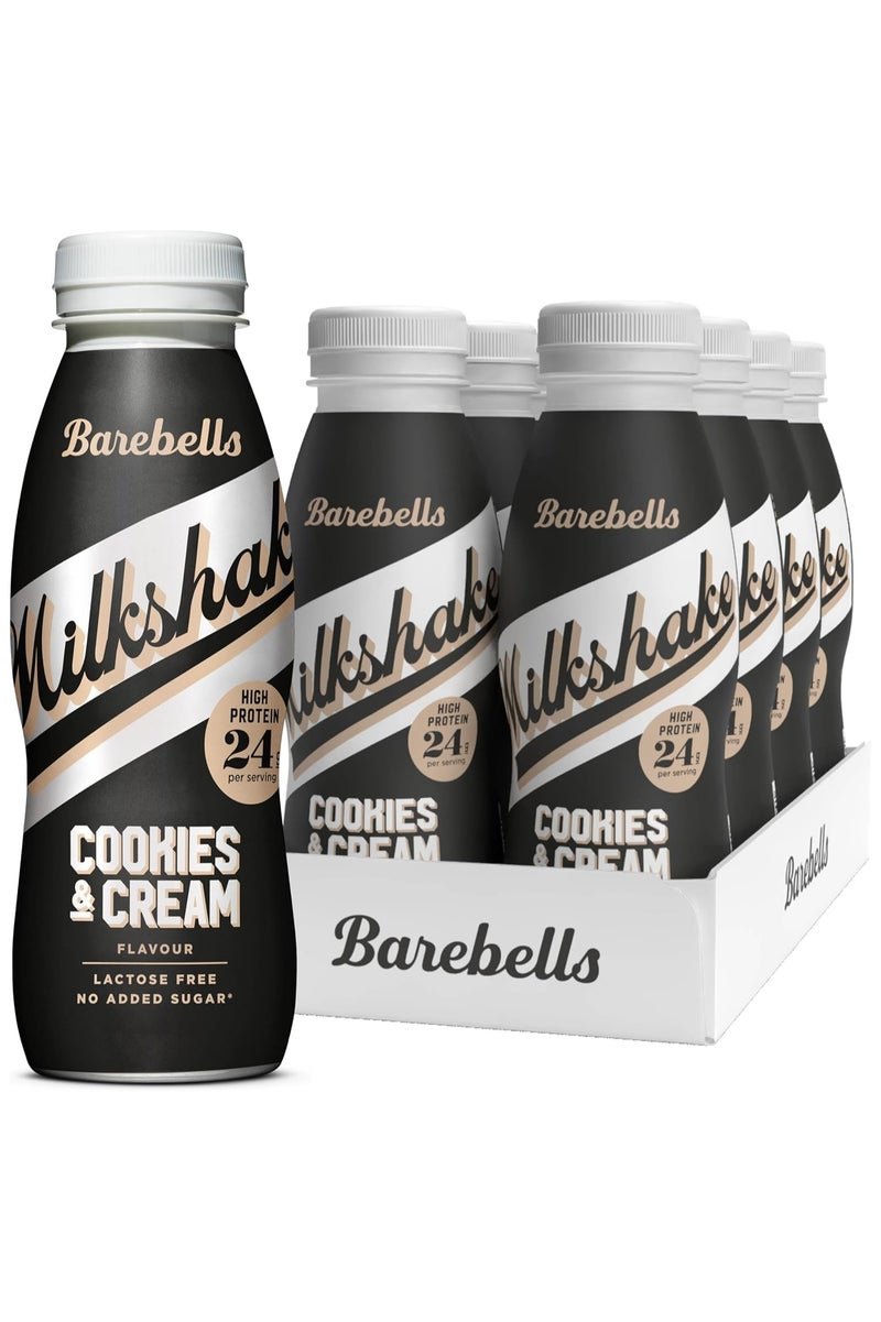 Barebells Protein Shake – 24g High Protein Milkshake, Lactose-Free, Ready to Drink, Low Carb – 8x330ml (Cookies & Cream) - Image 1