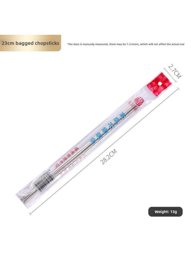Household Stainless Steel Chopsticks Suction Card Boxed Threaded Chopsticks Five Pairs Canteen Restaurant Non-slip Round Chopsticks-Color:A Pair Of Bare Round Chopsticks In Bags  - Image 1
