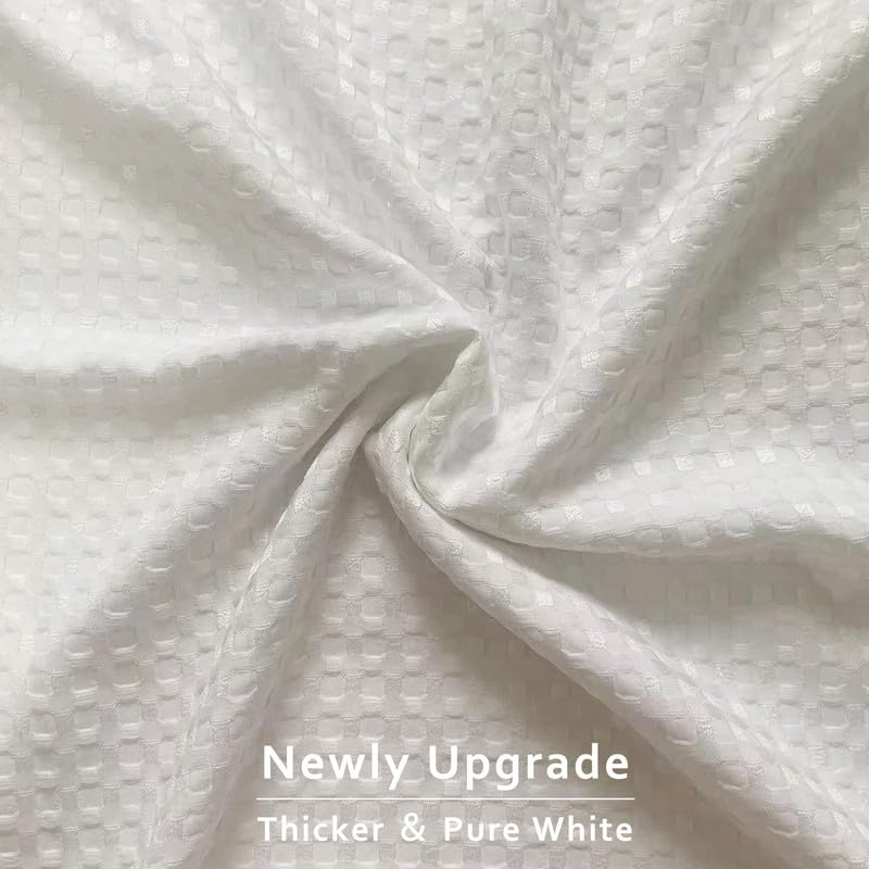 MIYE Pleated Waffle Weave Bed Skirt, Tailored Dust Ruffle 18 Inch Drop Easy Fit, Machine Washable, No Split Corners (White, Queen - 18" Drop) - Image 2