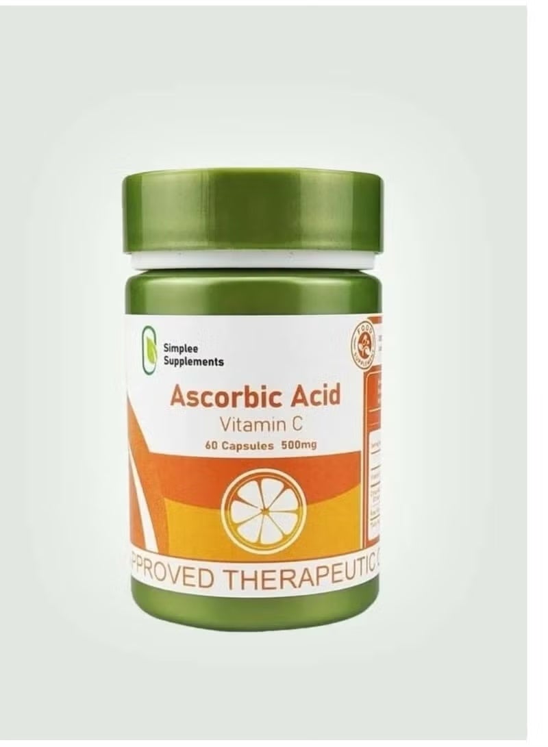 سيمبلى سبلمنتس مكمل سيمبلي بحمض الأسكوربيك وفيتامين سي، 60 كبسولة، 500 ملغ