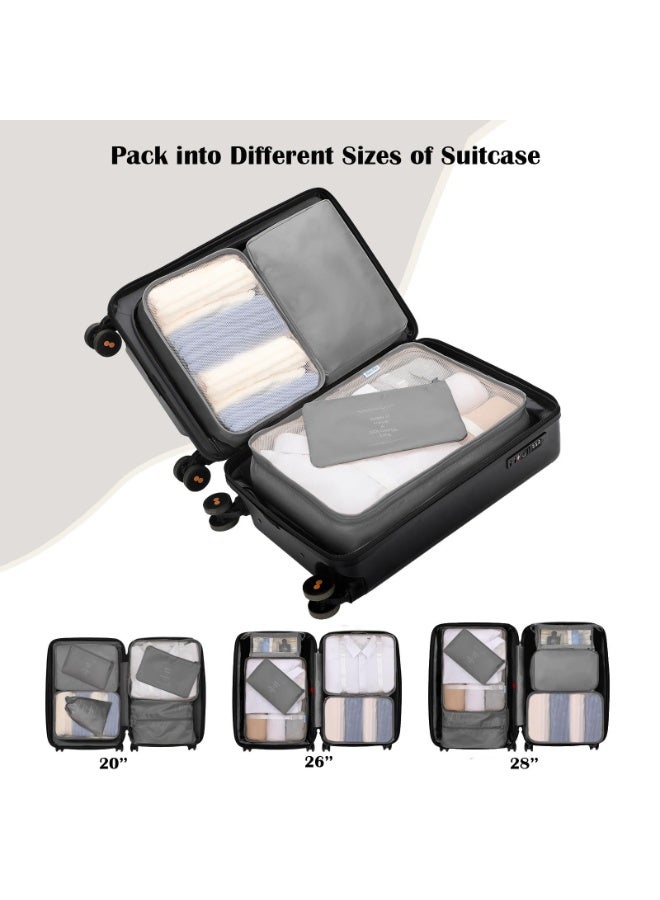 Eowhitu Travel Packing Organizers Set 8 Pieces,Waterproof Travel Bags for Suitcase, Packing Cubes for Storage Luggage, Bra, Underwear and Shoes Pouches 8 Packs-Grey - Image 2