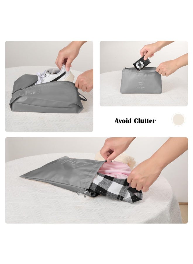 Eowhitu Travel Packing Organizers Set 8 Pieces,Waterproof Travel Bags for Suitcase, Packing Cubes for Storage Luggage, Bra, Underwear and Shoes Pouches 8 Packs-Grey - Image 5