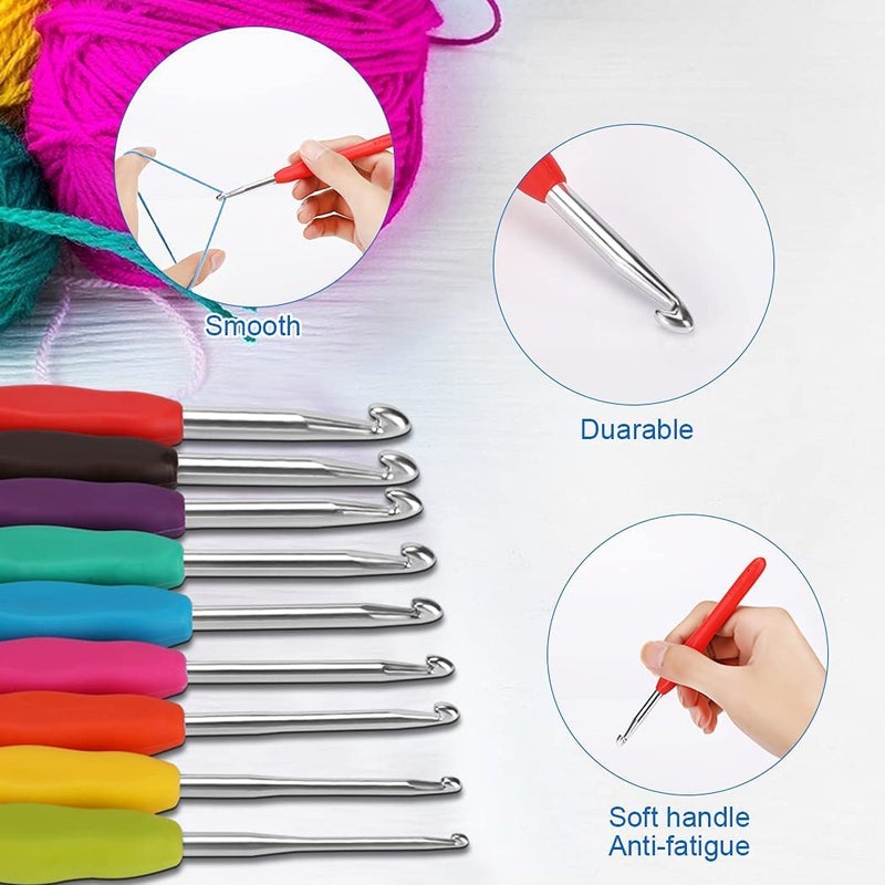 JERN 67 Pcs Crochet Kit Crochet Kit for Beginners Adults Travel Crochet Hook Case with Crochet Hooks 5 Colour Yarn Balls Knitting SuppliesYelllow - Image 4