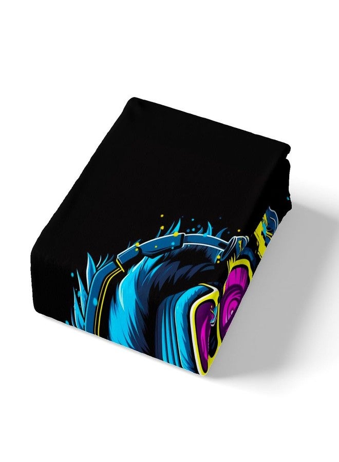 Feelyou 3D Gorilla Bed Sheet Set Headphone Gorilla Bed Sheets for Kids Boys Girls Wild Animal Pattern Bedding Set Watercolor Blue Design Fitted Sheet Bedroom Collection 2Pcs Twin Size - Image 5