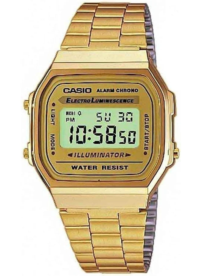 CASIO Casio Unisex Watch - A168WG-9WDF Gold Dial, Gold Band