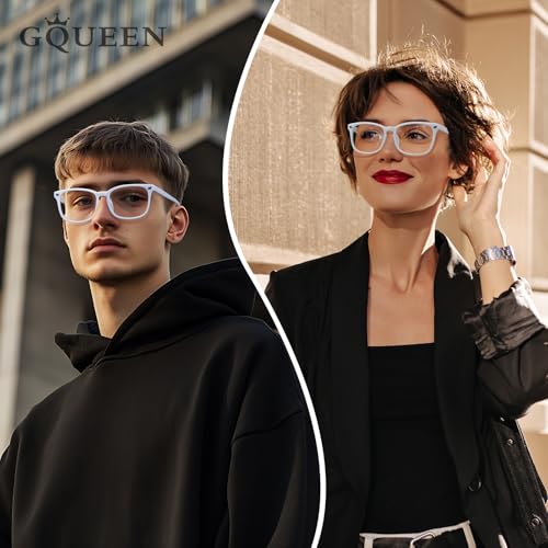 GQUEEN Fashion Glasses Non Prescription Fake Glasses for Women Men Clear Lens Square Matte White, 201582 - Image 3