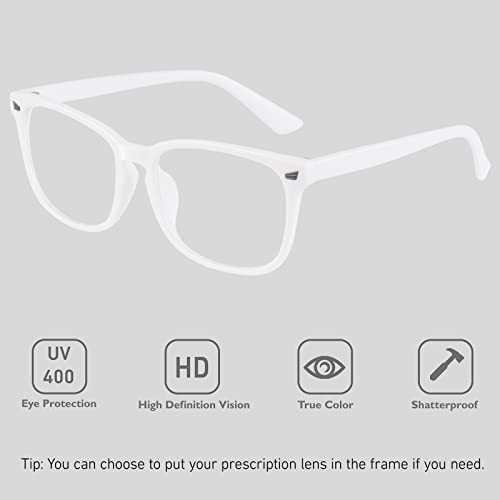 GQUEEN Fashion Glasses Non Prescription Fake Glasses for Women Men Clear Lens Square Matte White, 201582 - Image 2