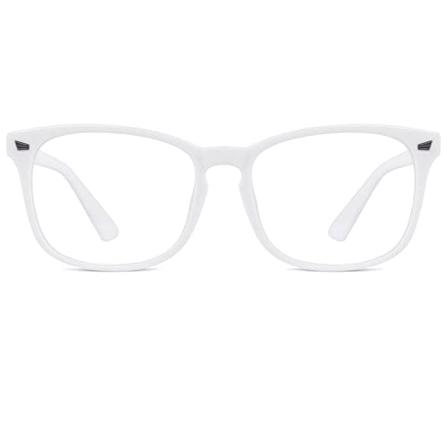 GQUEEN Fashion Glasses Non Prescription Fake Glasses for Women Men Clear Lens Square Matte White, 201582 - Image 1