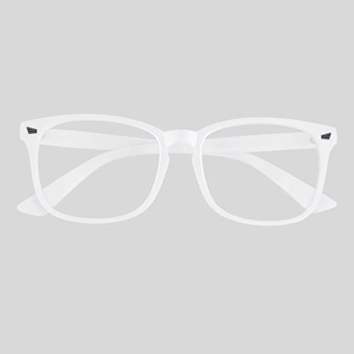 GQUEEN Fashion Glasses Non Prescription Fake Glasses for Women Men Clear Lens Square Matte White, 201582 - Image 5