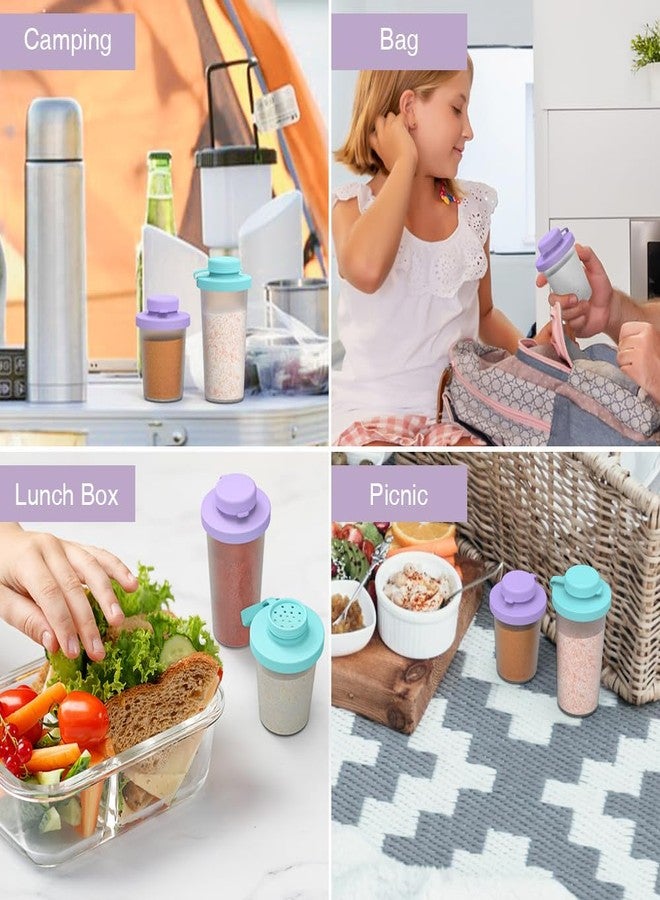 Sophico Small Salt and Pepper Shakers Set with Moisture Proof Sinlicone Lids, 4.5oz Mini Spice Shaker to go for Camping Travel Picnic Lunch Boxes (purple & blue, Medium & Large) - Image 5