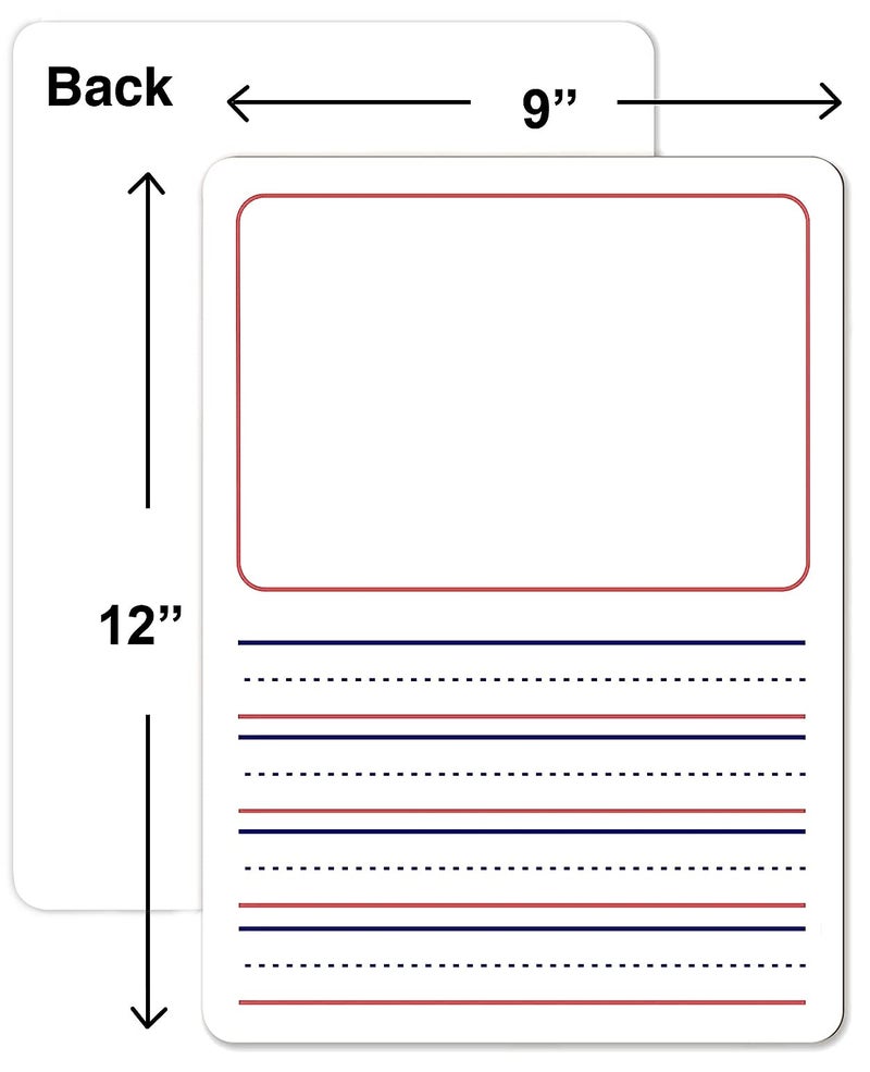 Scribbledo Double Sided Whiteboard 9”x12” Story Lined Dry Erase Board for Kids Writing Board Age 3-5 Practice Drawing Small White Board Teacher Elementary Grade 1 Kindergarten Preschool - Image 2