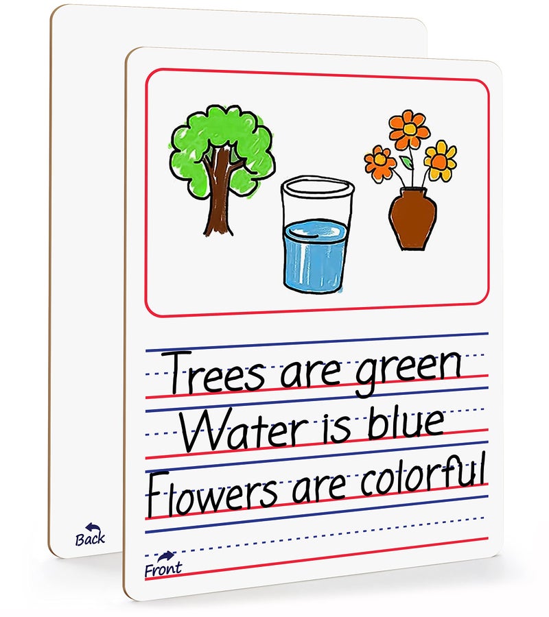 Scribbledo Double Sided Whiteboard 9”x12” Story Lined Dry Erase Board for Kids Writing Board Age 3-5 Practice Drawing Small White Board Teacher Elementary Grade 1 Kindergarten Preschool - Image 1