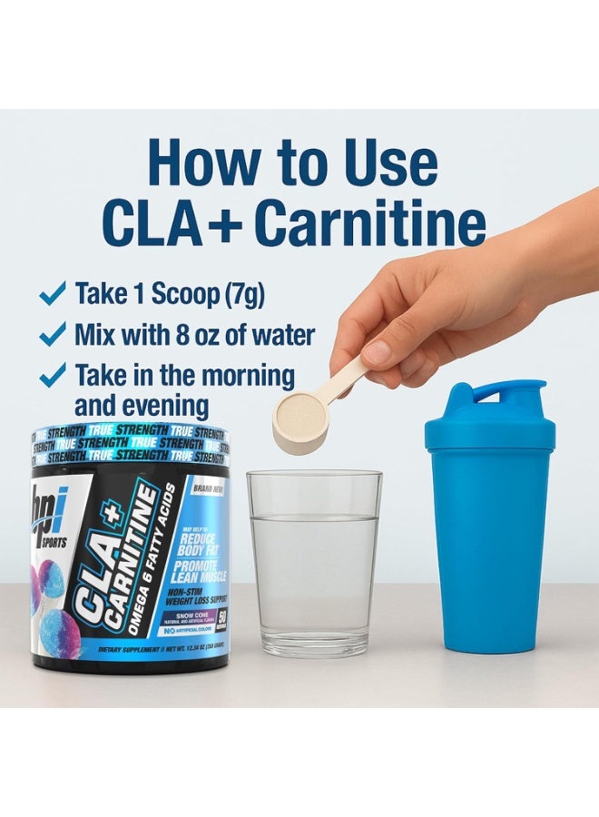 BPI SPORTS CLA Plus Carnitine, Snow Cone Flavor, 50 Servings | Best Price UAE