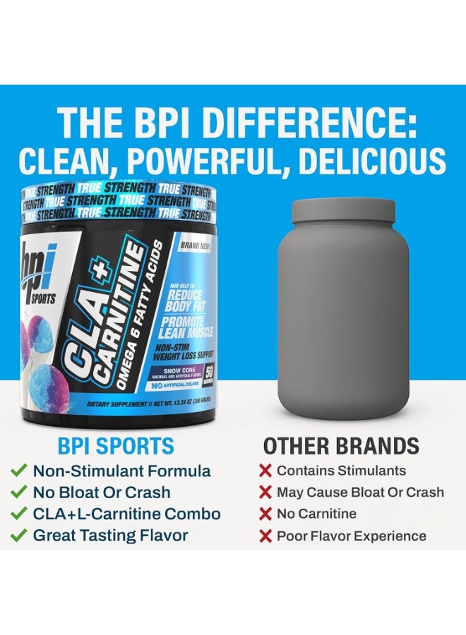BPI SPORTS CLA Plus Carnitine, Snow Cone Flavor, 50 Servings - Image 5
