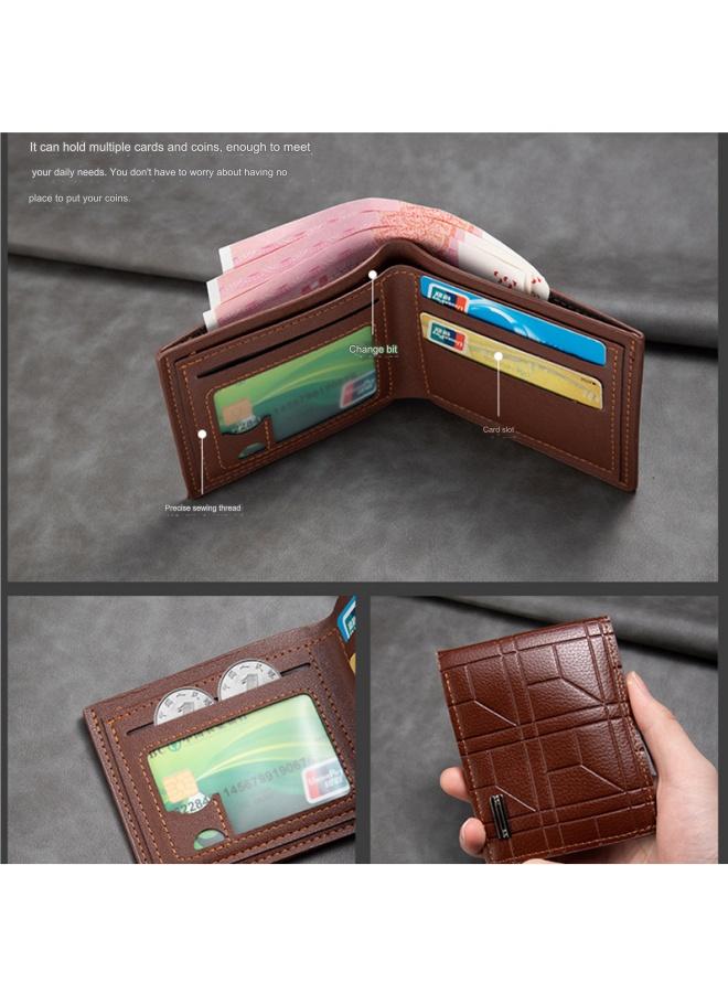 Men's Wallet Thin Retro Business Casual Wallet Pu Wallet Trendy Personality Soft Leather Wallet Dark Brown  - Image 5