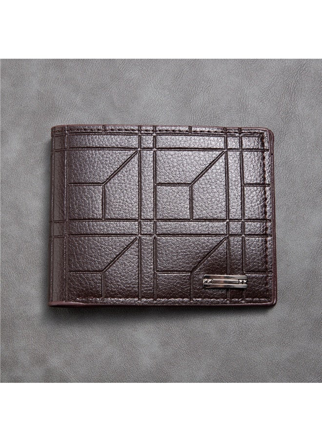 Men's Wallet Thin Retro Business Casual Wallet Pu Wallet Trendy Personality Soft Leather Wallet Dark Brown  - Image 1