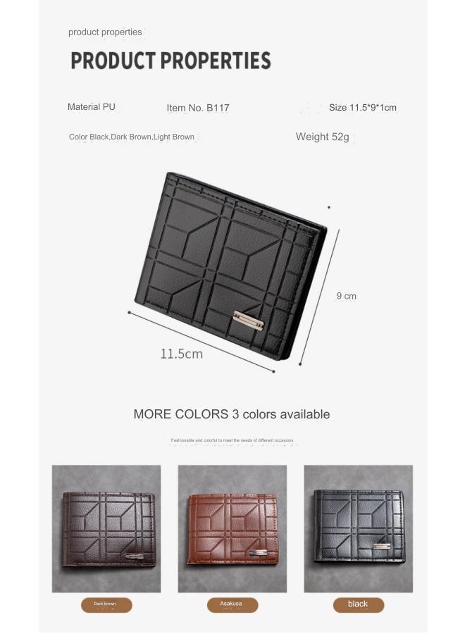 Men's Wallet Thin Retro Business Casual Wallet Pu Wallet Trendy Personality Soft Leather Wallet Dark Brown  - Image 3