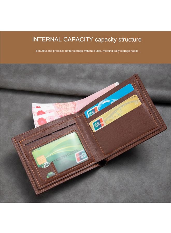 Men's Wallet Thin Retro Business Casual Wallet Pu Wallet Trendy Personality Soft Leather Wallet Dark Brown  - Image 4