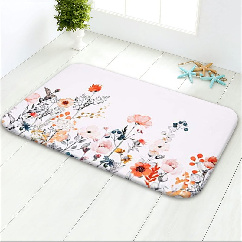 LIVILAN Flower Bath Mat Floral Rugs