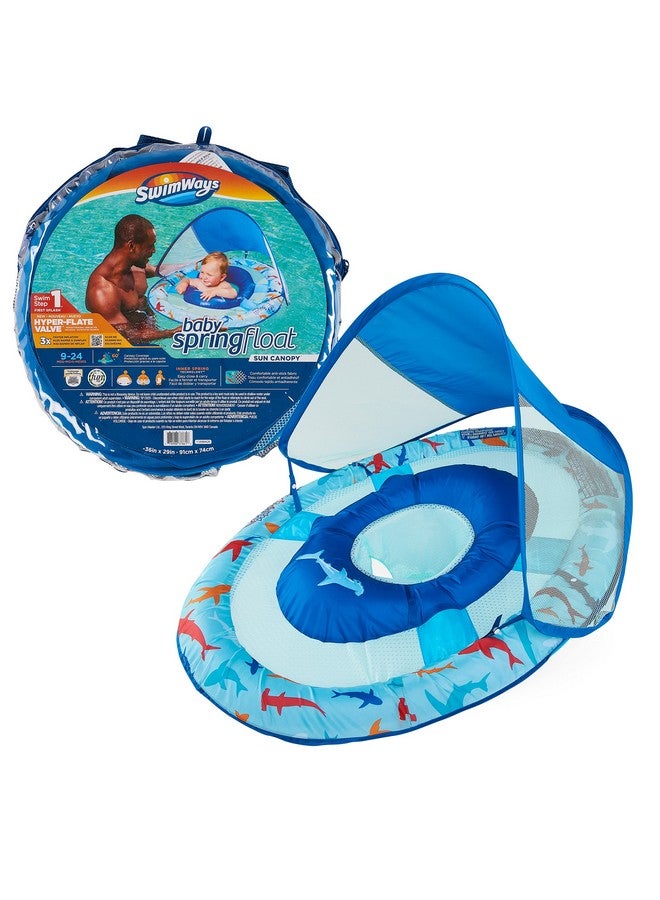 Swimways Sun Canopy Inflatable Baby Spring Float for Kids 9-24 Months, Shark Design - Image 1