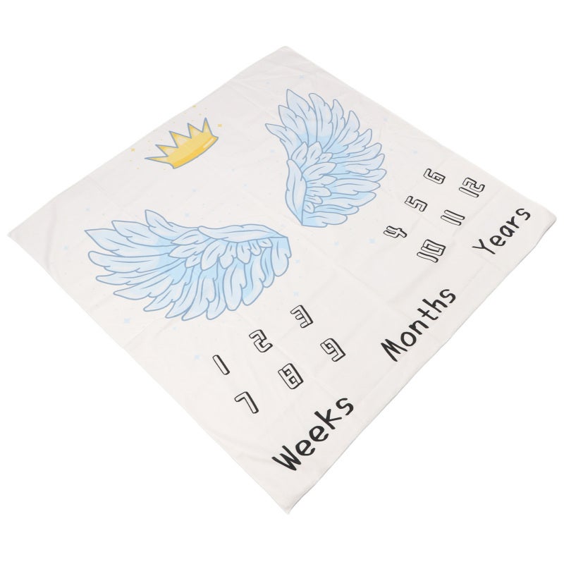 Baby Milestone Blanket: 1 Premium Polyester Fabric, Cute Crown Wings Pattern - Multi Purpose, Soft Lightweight Washable Blanket for Newborn Baby Photography Props & Monthly Anniversary Photo Shoots - Image 2