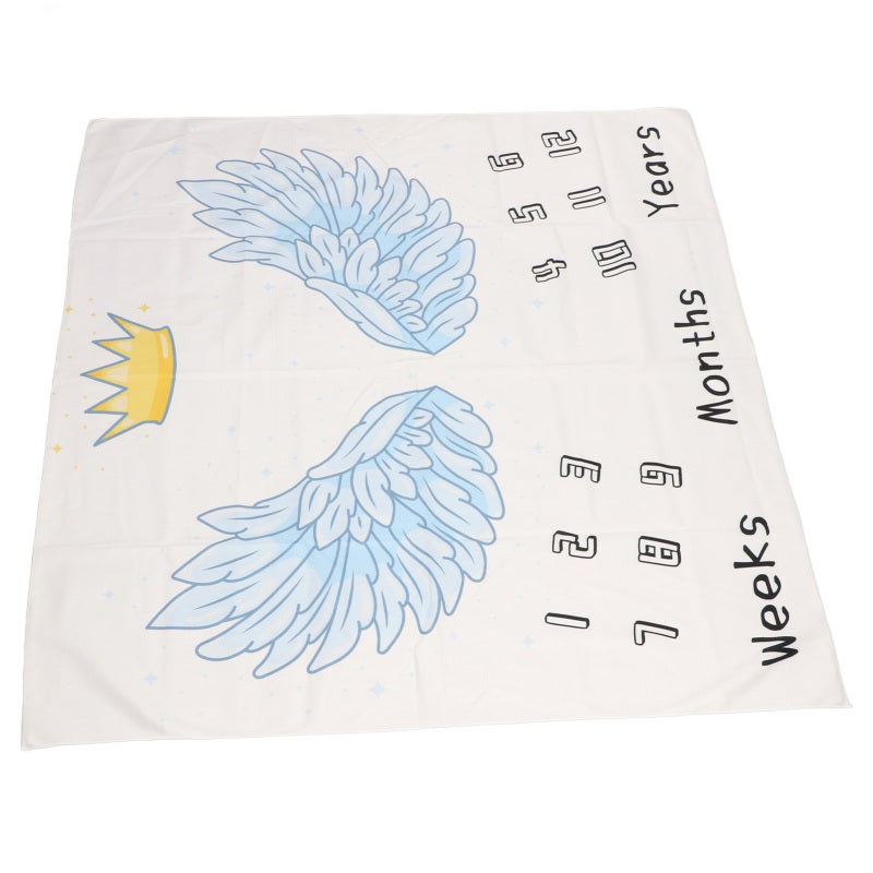 Baby Milestone Blanket: 1 Premium Polyester Fabric, Cute Crown Wings Pattern - Multi Purpose, Soft Lightweight Washable Blanket for Newborn Baby Photography Props & Monthly Anniversary Photo Shoots - Image 3
