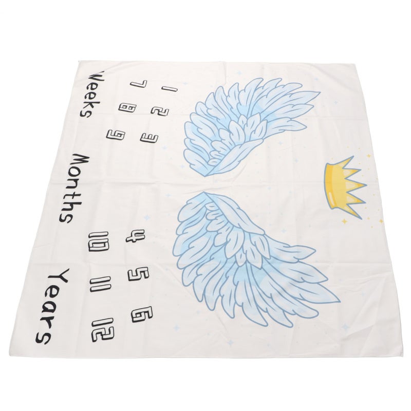 Baby Milestone Blanket: 1 Premium Polyester Fabric, Cute Crown Wings Pattern - Multi Purpose, Soft Lightweight Washable Blanket for Newborn Baby Photography Props & Monthly Anniversary Photo Shoots - Image 1