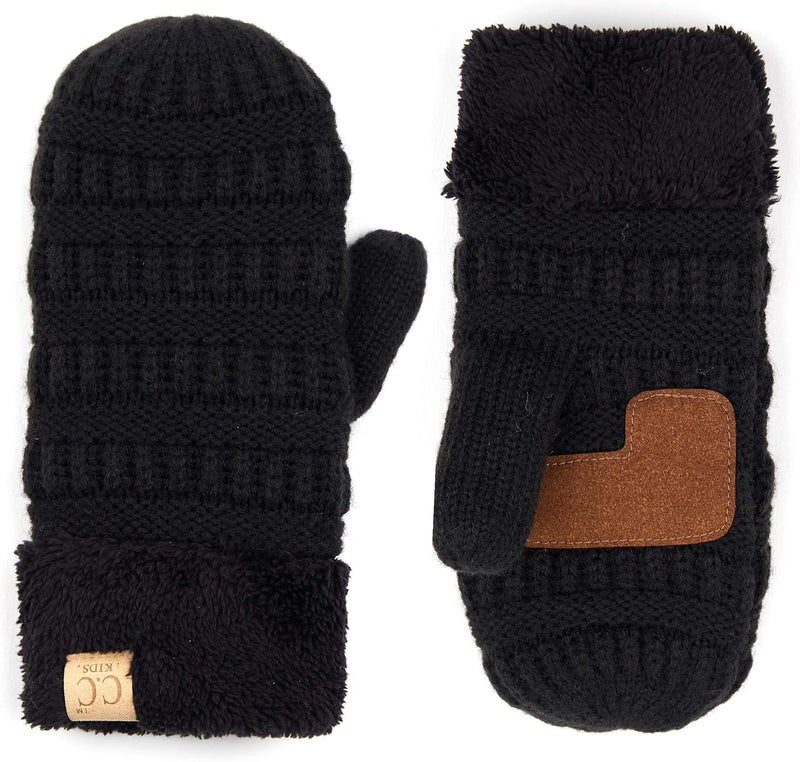Cc Colorful Ribbed Knit Children's Mittens – Warm, Soft & Cozy Winter Gloves - Image 1