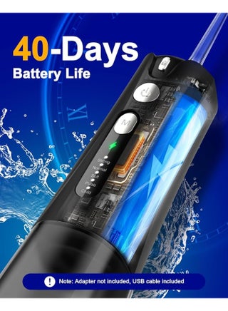Water Flosser Teeth Pick: 5 Modes Cordless Water Dental Floss 300ML Portable Rechargeable IPX7 Waterproof Electric Water Flossing Cleaning Picks with 6 Jet Tips Oral Irrigator Cleaner, Black - view 4