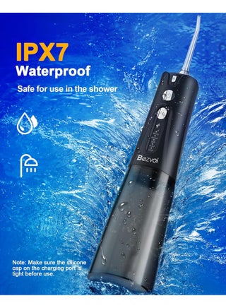 Water Flosser Teeth Pick: 5 Modes Cordless Water Dental Floss 300ML Portable Rechargeable IPX7 Waterproof Electric Water Flossing Cleaning Picks with 6 Jet Tips Oral Irrigator Cleaner, Black - view 5