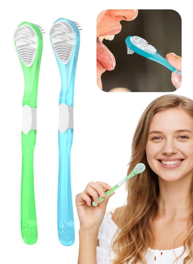 2 Pack Double-Side Desiged Tongue Scraper, Ultra-Soft Tongue Brush Tongue Cleaner - Image 1