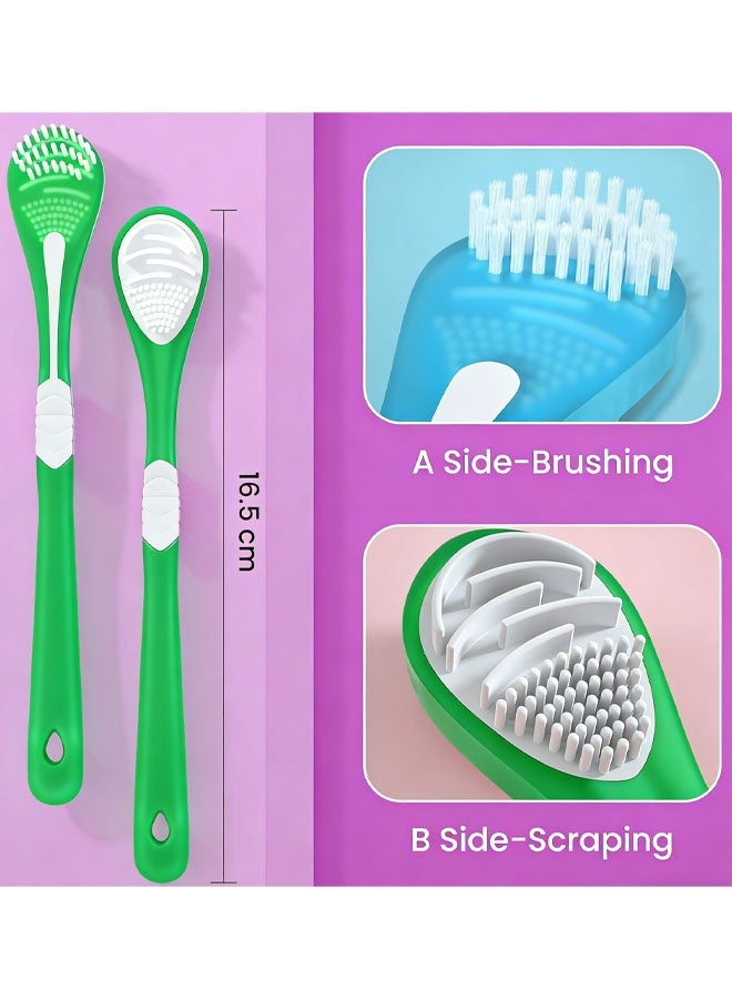 2 Pack Double-Side Desiged Tongue Scraper, Ultra-Soft Tongue Brush Tongue Cleaner - Image 2