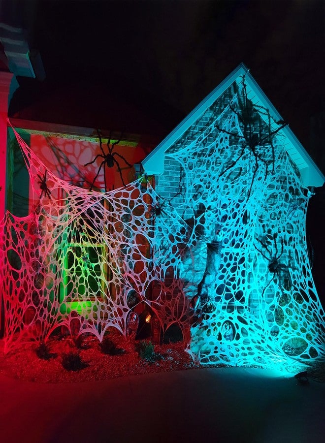 CESOF Giant Beef Netting Spider Web Halloween Decorations, Pre-Cut Spiderwebs Super Stretchy DIY Spider Webbing with Stakes, Gauze Cobwebs for Haunted House Yard Garden Halloween Party Outdoor Decor - Image 5