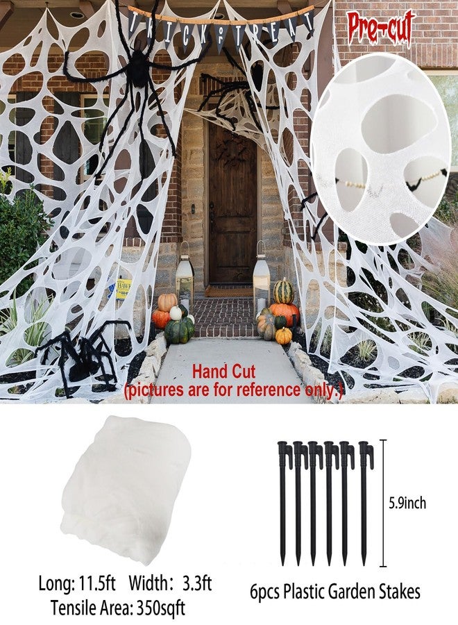 CESOF Giant Beef Netting Spider Web Halloween Decorations, Pre-Cut Spiderwebs Super Stretchy DIY Spider Webbing with Stakes, Gauze Cobwebs for Haunted House Yard Garden Halloween Party Outdoor Decor - Image 2
