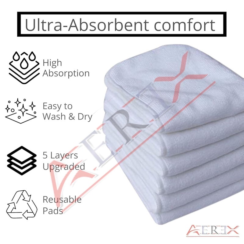 AEREX Premium Reusable Baby Cloth Diapers For 0 to 3 Years With White Insert Pads | Leak Proof Washable Diapers For New Born Babies | Adjustable Pocket Cloth Diaper Nappies (Multicolor, Pack of 6) - Image 4