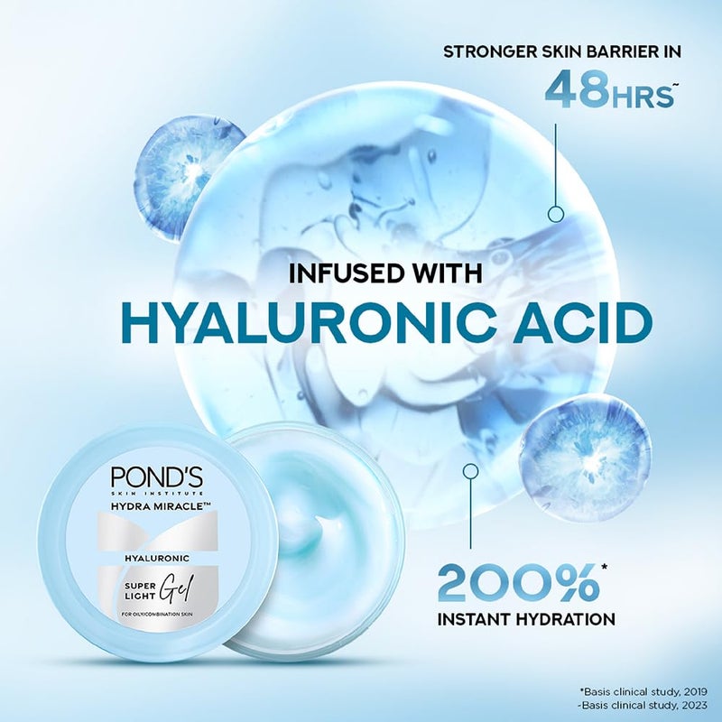 PONDS PONDS Super Light Gel Oil Free Face Moisturizer 100 g With Hyaluronic Acid Vitamin E for Fresh Glowing Skin 24 hr Hydration Daily Use - Image 3