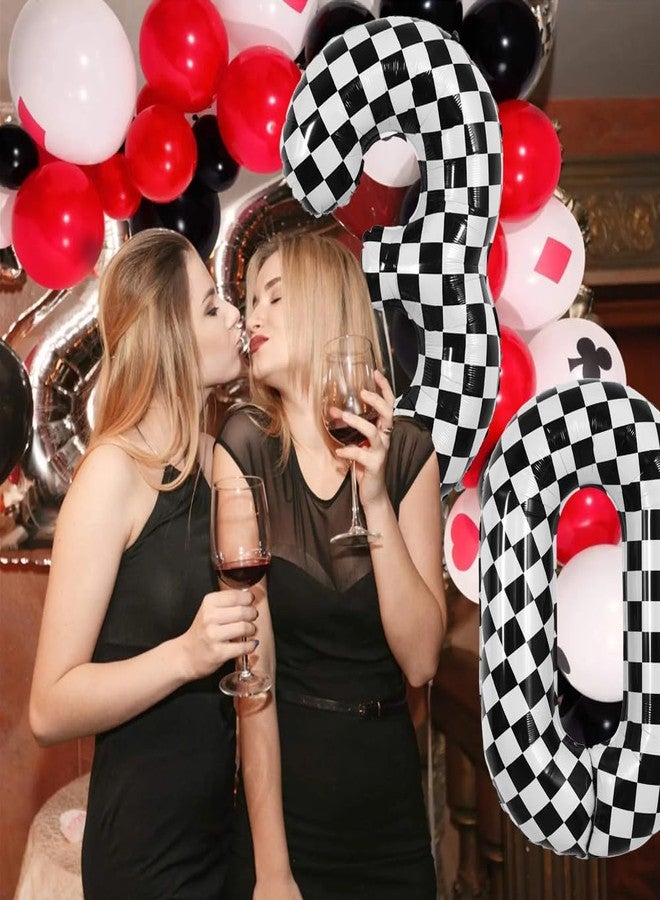 TONIFUL 40 Inch Checkered Number 3 Balloon 3rd Race Car Birthday Party Supplies Black and White Large Number Balloon for Girls Boys 3rd Birthday Fast Race Car Flag Party Decorations - Image 4