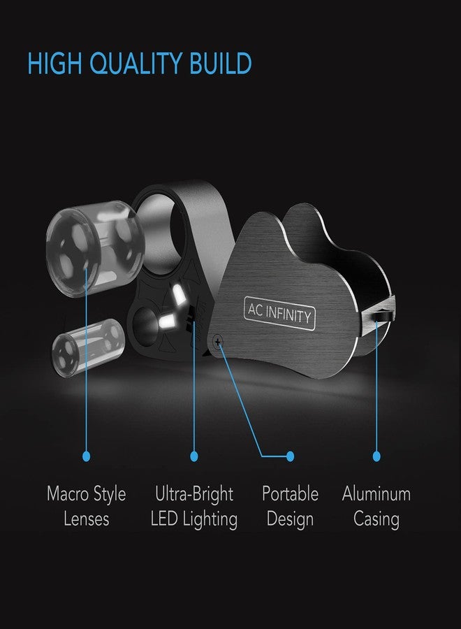 AC Infinity Jewelers Loupe, Pocket Magnifying Glass with LED Light & Dual Lenses, 30x 60x Zoom for Jewelry, Watches, Coins, Stamps, Plant Buds - Image 3