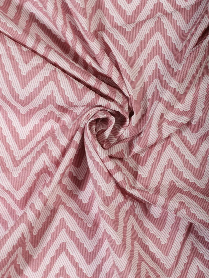 أيه كيه إس Dusty Rose Pink Zig-Zag Cotton Fabric
