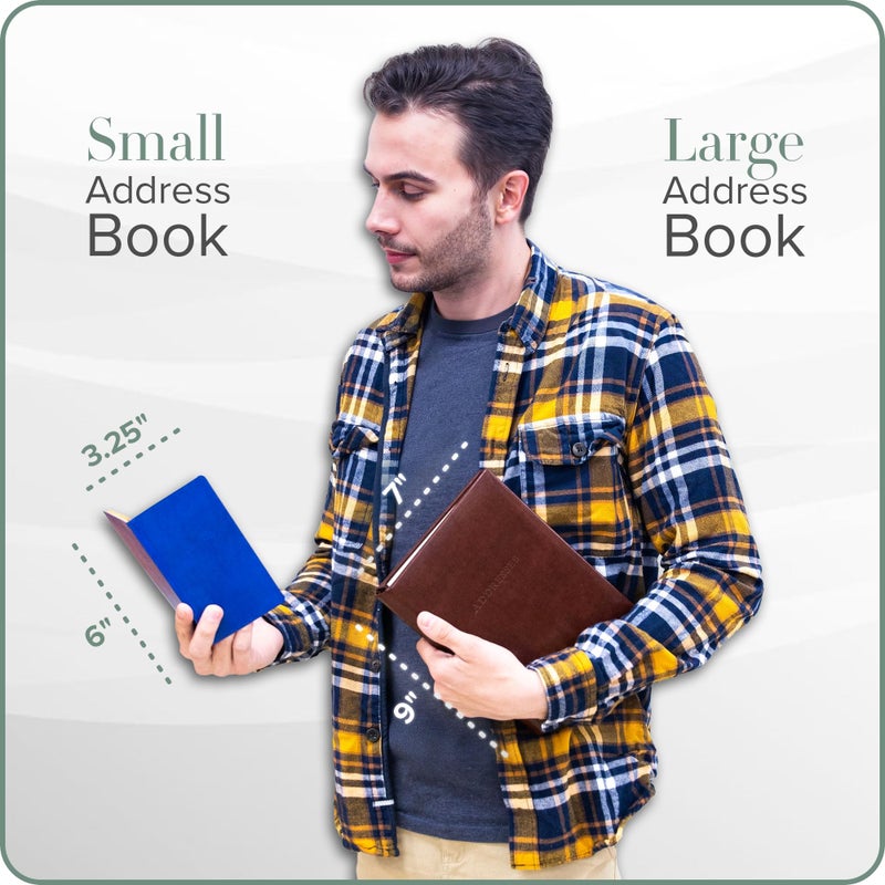 Gallery Leather Small Address Book With Alphabetical Tabs Up To 403 Records  Leather Notebook Hardcover  Telephone And Address Books - 6X3.25""  Pocket Address  Acadia Navy - Image 4