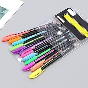 Freedy Freedy 12Pcs Neon Color Set Neon Metallic Fluorescence Highlighter Pastel Gel Pen For Art Sketch Doodle Painting Drawing Kids Gift F