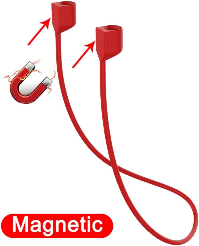 SOLDOUT ™ Anti Lost Silicone Magnetic Rope Earphone Strap For TWS Bluetooth Earphones Compatible With AirPods 2 3 Pro Accessories (Red) - Image 1
